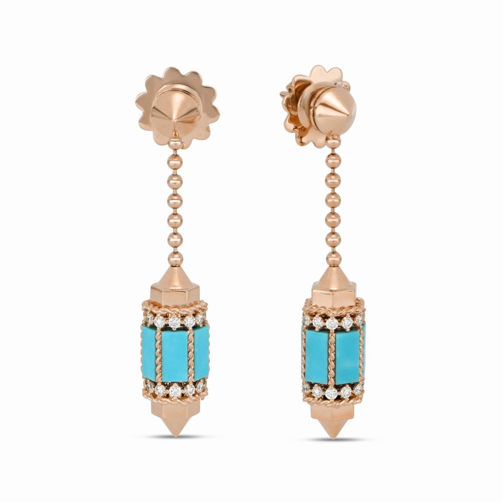 Rose gold and store turquoise earrings